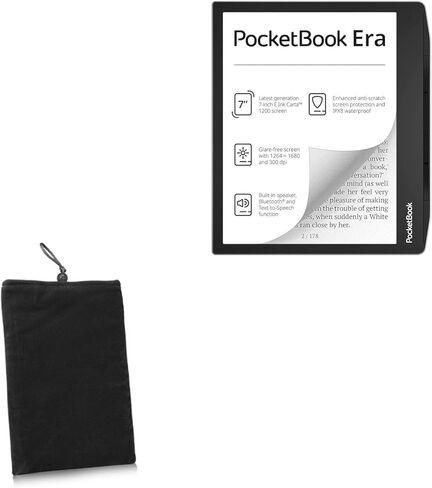 حافظة BoxWave متوافقة مع Pocketbook Era - حقيبة مخملية، حقيبة من قماش القطيفة الناعم مع رباط - أسود لامع in Saudi Arabia