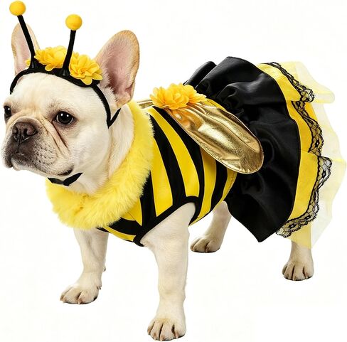 Relibeauty Dog Bee Costume, Cute Bumblebee Dress with Headband and Wings for Halloween Themed Party, Yellow, XL in Saudi Arabia