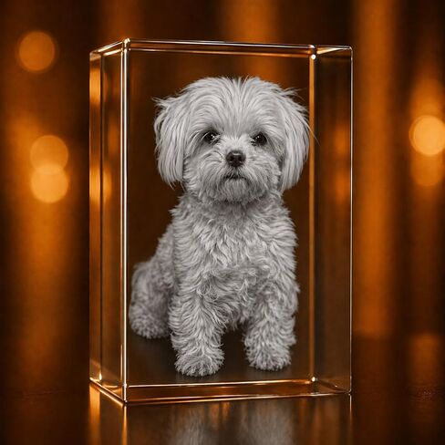 Personalized Photo Gift | 3D Engraved Crystal Keepsake | Gift | Décor | Collectible| Souvenir | Dogs Or Cats Personalized Photo Frame (3 x 2 x 2 inches) in Saudi Arabia