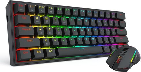 Redragon S144 Gaming Keyboard & Mouse Combo, 60% K617 Tri-Mode Wireless RGB Mechanical Keyboard and 7200 DPI Wireless Gaming Mouse Bundle, Convenient Shared Dongle in Saudi Arabia
