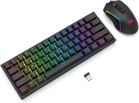 Redragon S144 Gaming Keyboard & Mouse Combo, 60% K617 Tri-Mode Wireless RGB Mechanical Keyboard and 7200 DPI Wireless Gaming Mouse Bundle, Convenient Shared Dongle in Saudi Arabia