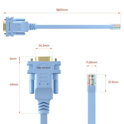 كابل وحدة التحكم DB9 إلى RJ45، متوافق مع إدارة أجهزة Cisco، منفذ RS232 أنثى تسلسلي 6FT 9-pin DB9 إلى RJ45 in Kuwait