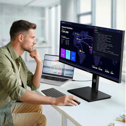 شاشة INNOCN 34 بوصة فائقة الدقة WQHD 3440 x 1440P 180 هرتز IPS PC متوافقة مع Adaptive-Sync G-SYNC، HDMI، DP، PIP/PBP، 21:9، HDR، MPRT، مكبر صوت مدمج، ارتفاع قابل للتعديل، العناية بالعين - 34C1R in Kuwait