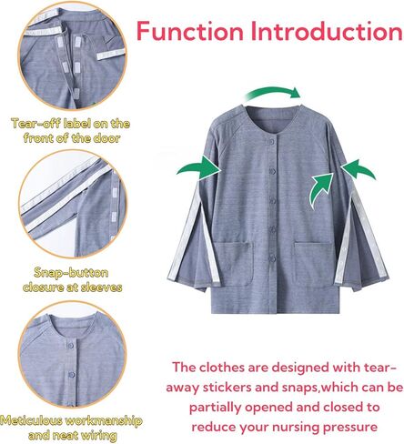 Unisex Post-Operative Snap-on Clothing for The Disabled,Hospital Patient Gowns,Bedridden Patient Clothing,Warmth,Home Care in Saudi Arabia