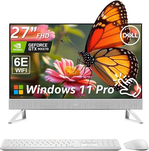 Dell 27" Touchscreen All in One Desktop Computer PC - Intel Core 7 150U, 32GB DDR5 RAM & 1TB SSD, FHD IPS Display, NVIDIA GeForce MX570A, Wins 11 Pro, Wi-Fi 6E, Patented KB Kit in Saudi Arabia