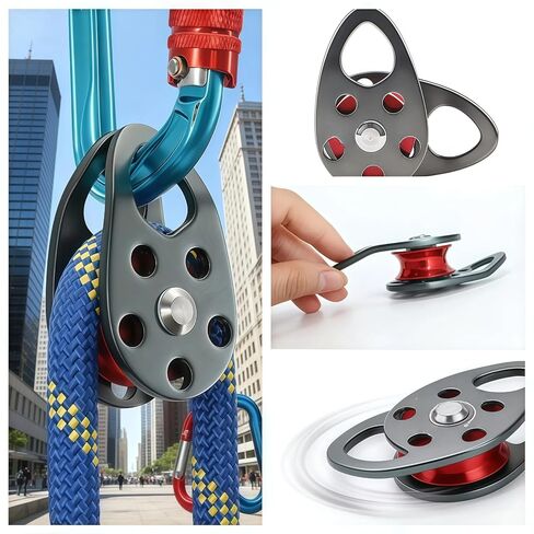 1PCS Heavy-Duty Single Pulley Block, High-Strength Wear-Resistant Metal Lifting Pulley, Sturdy & Durable for Lifting, Hoisting & Industrial Applications, Red Accent Lifting Equipment in Saudi Arabia