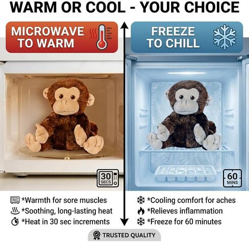 Warm Pals - Marvin The Monkey - 1.5lbs - Cozy Microwavable Lavender Scented Plush Toys - Heated Stuffed Animal - Heatable Coolable Bedtime Comfort Plushie in Saudi Arabia
