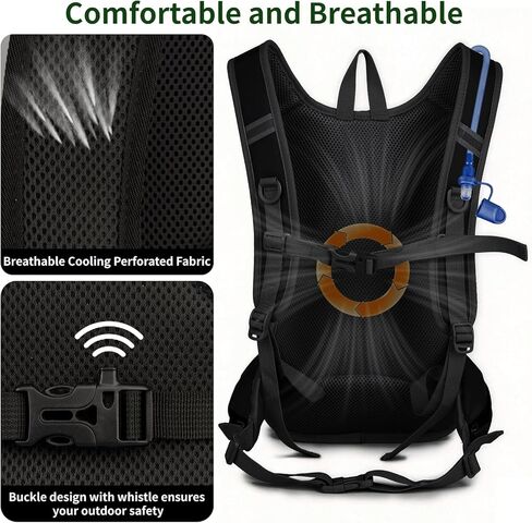 Hydration Backpack with 2L Water Bladder, Hiking Backpack for Women & Men, Water Daypack for Running, Hiking, Cycling, Climbing (Black) in Kuwait