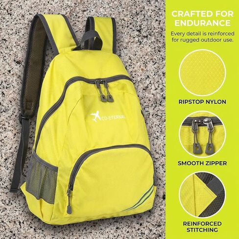 2026 New Model Folding Backpack for Hiking Nylon Unisex Waterproof Climbing Bag Camping Bag Travel Bag Lightweight Yellow in Saudi Arabia