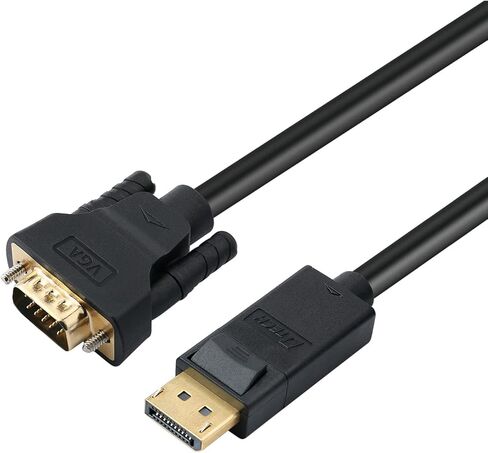 كابل DTech Displayport إلى VGA بطول 10 أقدام، محول سلك DP ذكر إلى ذكر مع موصل مطلي بالذهب (أسود، 10 أقدام) in Kuwait