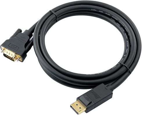 كابل DTech Displayport إلى VGA بطول 10 أقدام، محول سلك DP ذكر إلى ذكر مع موصل مطلي بالذهب (أسود، 10 أقدام) in Kuwait