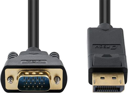 كابل DTech Displayport إلى VGA بطول 10 أقدام، محول سلك DP ذكر إلى ذكر مع موصل مطلي بالذهب (أسود، 10 أقدام) in Kuwait