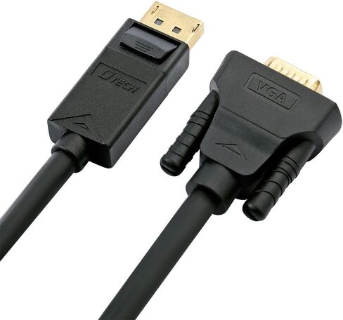 كابل DTech Displayport إلى VGA بطول 10 أقدام، محول سلك DP ذكر إلى ذكر مع موصل مطلي بالذهب (أسود، 10 أقدام) in Kuwait