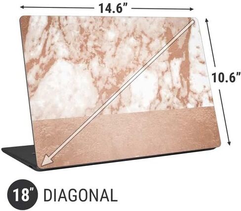 ملصق Skinit للكمبيوتر المحمول متوافق مع الكمبيوتر المحمول العالمي مقاس 18 بوصة (14.6 × 10.6 بوصة) تصميم أصلي من الرخام باللون الأبيض والذهبي الوردي in Kuwait