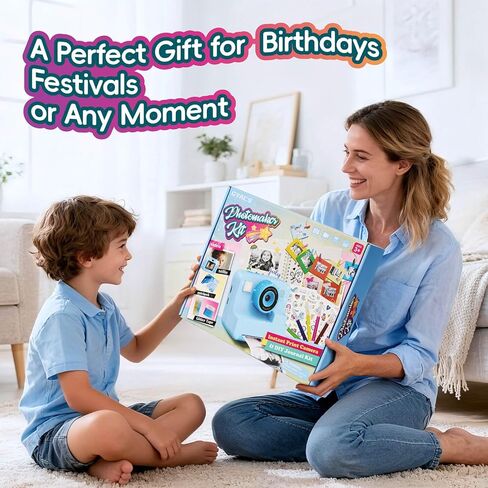 Kids Instant Print Camera, 1080P Selfie Video Camera with DIY Journal Kit – 200+ Accessories, Christmas & Birthday Gifts for Girls & Boys Ages 3-12 (Blue) in Kuwait