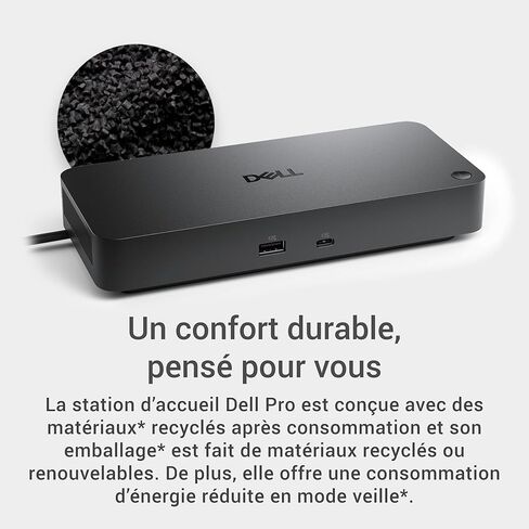 Dell Pro Dock WD25 - USB Type-C with DP Alt Mode Connector, DisplayPort/HDMI/USB 3.2 Gen2 Connectivity, Up to 100-Watt Power delivery - Black (Renewed) in Saudi Arabia