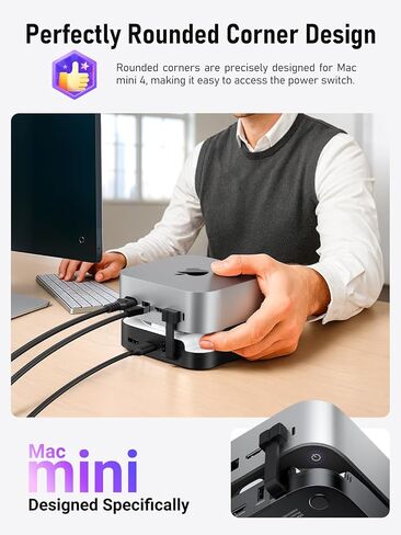 قاعدة Lemorele 9 في 1 Mac mini M4، Dual 4K@60 هرتز HDMI 2.0 & DP 1.4، فتحة M.2 NVMe بسرعة 10 جيجابت في الثانية، USB-C وUSB-A بسرعة 10 جيجابت في الثانية، 2X USB-A 3.0، قارئ بطاقات SD/TF 2.0، متوافق مع Mac mini M4/M4 Pro in Saudi Arabia