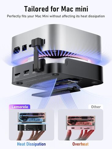 قاعدة Lemorele 9 في 1 Mac mini M4، Dual 4K@60 هرتز HDMI 2.0 & DP 1.4، فتحة M.2 NVMe بسرعة 10 جيجابت في الثانية، USB-C وUSB-A بسرعة 10 جيجابت في الثانية، 2X USB-A 3.0، قارئ بطاقات SD/TF 2.0، متوافق مع Mac mini M4/M4 Pro in Saudi Arabia