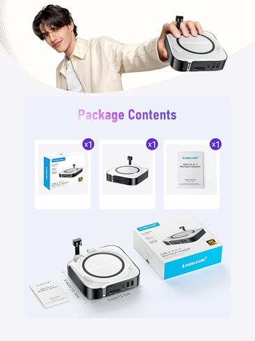 قاعدة Lemorele 9 في 1 Mac mini M4، Dual 4K@60 هرتز HDMI 2.0 & DP 1.4، فتحة M.2 NVMe بسرعة 10 جيجابت في الثانية، USB-C وUSB-A بسرعة 10 جيجابت في الثانية، 2X USB-A 3.0، قارئ بطاقات SD/TF 2.0، متوافق مع Mac mini M4/M4 Pro in Saudi Arabia