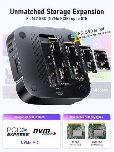قاعدة Lemorele 9 في 1 Mac mini M4، Dual 4K@60 هرتز HDMI 2.0 & DP 1.4، فتحة M.2 NVMe بسرعة 10 جيجابت في الثانية، USB-C وUSB-A بسرعة 10 جيجابت في الثانية، 2X USB-A 3.0، قارئ بطاقات SD/TF 2.0، متوافق مع Mac mini M4/M4 Pro in Saudi Arabia