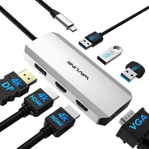 USB C Docking Station, Docking Station Quad Monitors with Dual HDMI,DP,VGA,3* USB-A2.0 for Wireless Device,Compatible with Lenovo, HP, Dell, Windows System Computer in Saudi Arabia