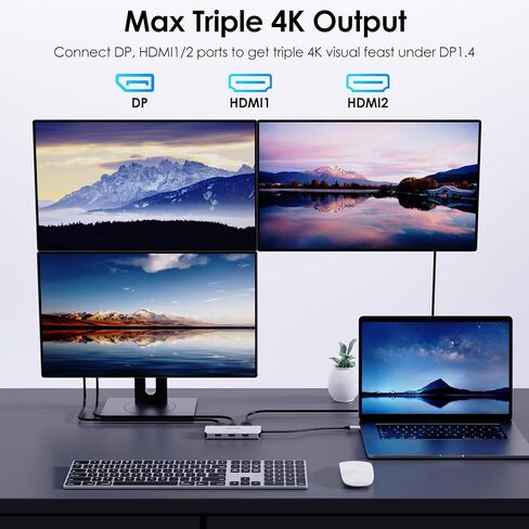 USB C Docking Station, Docking Station Quad Monitors with Dual HDMI,DP,VGA,3* USB-A2.0 for Wireless Device,Compatible with Lenovo, HP, Dell, Windows System Computer in Saudi Arabia