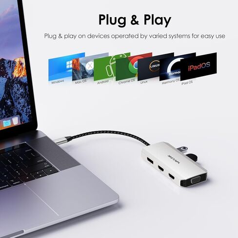 USB C Docking Station, Docking Station Quad Monitors with Dual HDMI,DP,VGA,3* USB-A2.0 for Wireless Device,Compatible with Lenovo, HP, Dell, Windows System Computer in Saudi Arabia