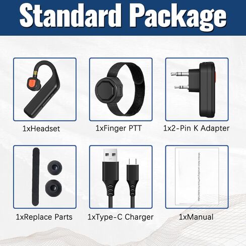 Walkie Talkies Wireless Earpiece with PTT Noise Cancelling 2-Pin K Port Speaker Mic Headset for Ham Radios Baofeng UV-5R Mini 5RM BF-F8HP PRO DM32 AR-152 Pro GM-15Pro UV-5G Plus UV-32 GM21 in Saudi Arabia