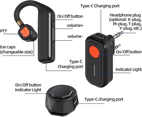 Walkie Talkies Wireless Earpiece with PTT Noise Cancelling 2-Pin K Port Speaker Mic Headset for Ham Radios Baofeng UV-5R Mini 5RM BF-F8HP PRO DM32 AR-152 Pro GM-15Pro UV-5G Plus UV-32 GM21 in Saudi Arabia