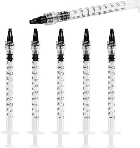 30 Pack 1ml Luer Lock Syringe without Needle - 1cc Plastic Syringes for Liquid, Individually Sterile Sealed with Cap, for Colostrum Collection, Oral, Pet Feeding, Glue, Oils in Saudi Arabia