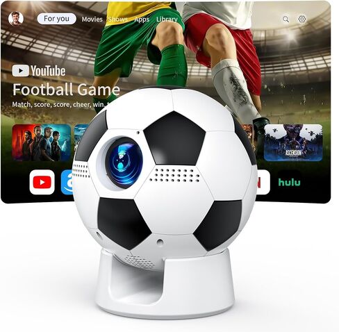 Smart Mini Projector, Android 13 WiFi Bluetooth, Football-Shaped Movie Projector, Electric Focus, Auto Keystone, 1080P Supported, for Bedroom Outdoor, Compatible with Smartphone HDMI USB in Saudi Arabia