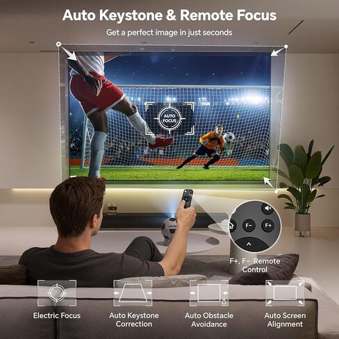 Smart Mini Projector, Android 13 WiFi Bluetooth, Football-Shaped Movie Projector, Electric Focus, Auto Keystone, 1080P Supported, for Bedroom Outdoor, Compatible with Smartphone HDMI USB in Saudi Arabia
