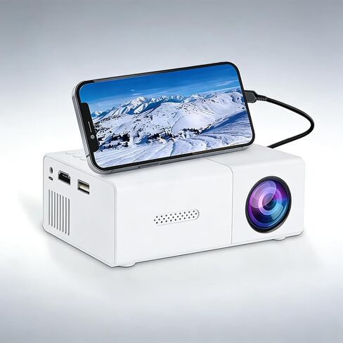 Mini Portable Projector with Type‑C Power Supply, Support Phone or Laptop Connect White in Saudi Arabia