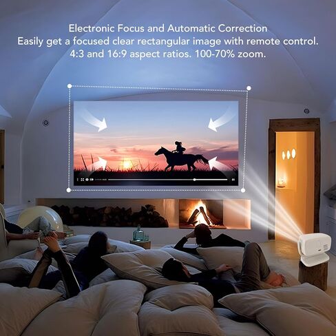 4K Projector with Wi Fi and Bluetooth, 180° Rotating Movie Projector, Portable Projector with 300 ANSI, Outdoor Projector for Phone PC TV Stick DVD USB HDMI (US Plug) in Saudi Arabia