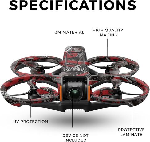 غلاف الطائرة بدون طيار متوافق مع DJI Avata 2 (2024) - هيب هوب أحمر - غطاء لاصق واقٍ من الفينيل 3M ممتاز - سهل الاستخدام | صُنع في الولايات المتحدة الأمريكية بواسطة MightySkins in Saudi Arabia