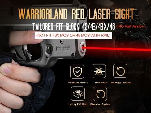 WARRIORLAND Red Laser Sight Tailored Fits Glock 42/43 /43X/48 (NO Rail), Not Fits Glock 43X Mos/ 48 MOS (with Rail), Ultra Compact Trigger Laser with Ambidextrous Switch & Power Indicator, WLS-105 in Saudi Arabia