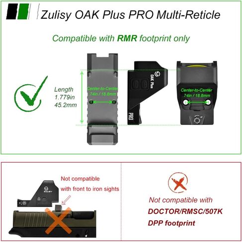 Zulisy Gen 3 Oak Plus PRO جهاز رؤية منعكس متعدد الشبيكات - 2 MOA Dot و42 MOA Circle، لبصمة RMR / 507C، اهتز حتى تستيقظ، نافذة كبيرة، عدسة بصرية مفتوحة متينة للمسدسات التكتيكية كاملة الحجم وEDC in Kuwait