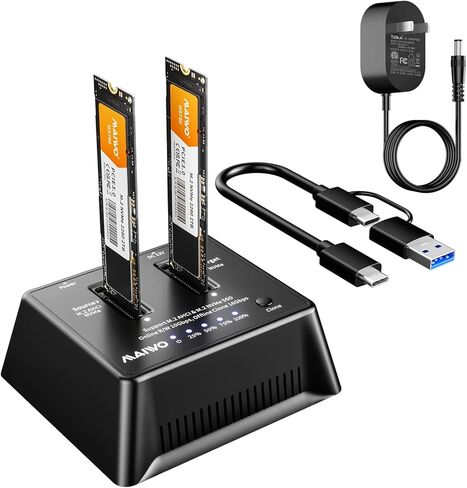 MAIWO Dual M.2 NVMe Cloner - محطة إرساء SSD خارجية USB 3.2 Gen 2 بسرعة 10 جيجابت في الثانية، وحدة نسخ مستقلة غير متصلة بالإنترنت خالية من الأدوات لمحركات أقراص M-Key SSD (2230/2242/2260/2280/22110) in Saudi Arabia