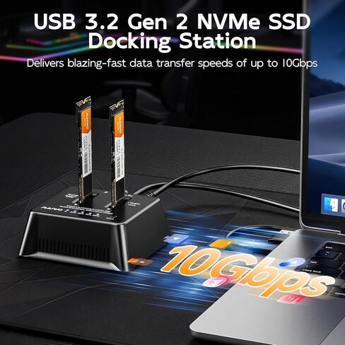 MAIWO Dual M.2 NVMe Cloner - محطة إرساء SSD خارجية USB 3.2 Gen 2 بسرعة 10 جيجابت في الثانية، وحدة نسخ مستقلة غير متصلة بالإنترنت خالية من الأدوات لمحركات أقراص M-Key SSD (2230/2242/2260/2280/22110) in Saudi Arabia