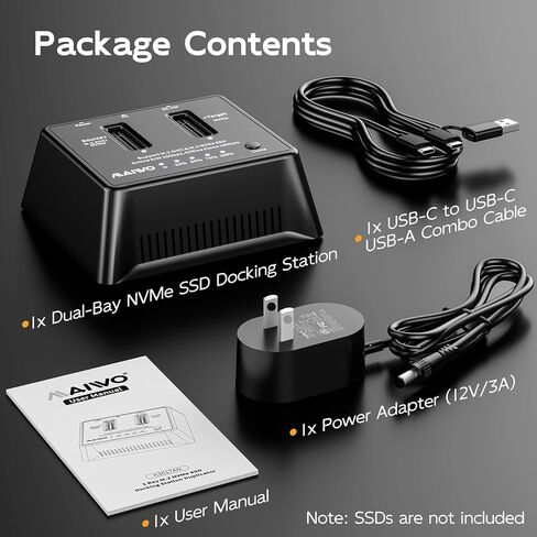 MAIWO Dual M.2 NVMe Cloner - محطة إرساء SSD خارجية USB 3.2 Gen 2 بسرعة 10 جيجابت في الثانية، وحدة نسخ مستقلة غير متصلة بالإنترنت خالية من الأدوات لمحركات أقراص M-Key SSD (2230/2242/2260/2280/22110) in Saudi Arabia