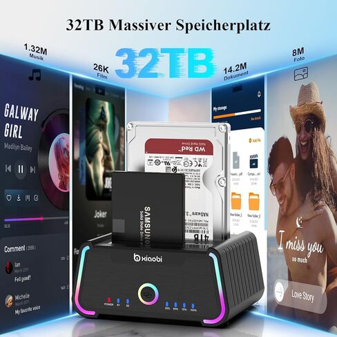 محطة إرساء القرص الصلب، قاعدة USB C مزدوجة الخليج لـ 2.5/3.5 بوصة SATA HDD SSD، قارئ القرص الصلب حتى 5 جيجابت في الثانية، يدعم وظيفة النسخ دون اتصال UASP in Kuwait
