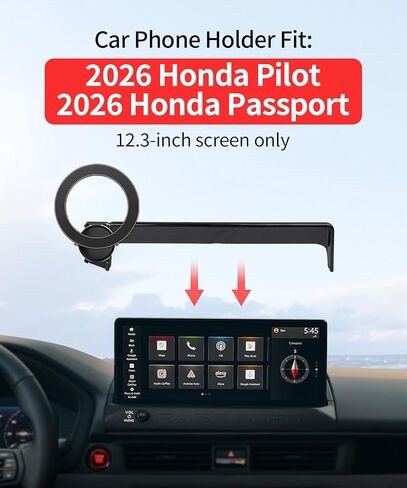 حامل هاتف السيارة MaserWeller لملحقات Honda Passport/Pilot 2026، مشبك ثابت للشاشة مقاس 12.3 بوصة، حامل هاتف يدور 360 درجة متوافق مع MagSafe، حامل الهاتف الخلوي الذي لا يؤثر على فتحة التهوية in Saudi Arabia