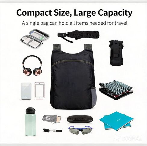 Hiking Backpack Lightweight Foldable Travel Packable Backpack for Camping Cycling Outdoor-Grey in Saudi Arabia
