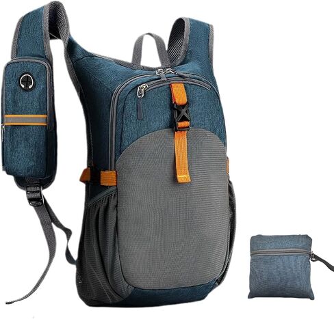 Lightweight Hiking Backpack 15L – Packable Waterproof Daypack for Men & Women, Breathable Nylon Foldable Travel Rucksack with Arched Shoulder Straps – Blue Gray in Saudi Arabia