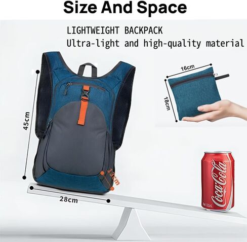 Lightweight Hiking Backpack 15L – Packable Waterproof Daypack for Men & Women, Breathable Nylon Foldable Travel Rucksack with Arched Shoulder Straps – Blue Gray in Saudi Arabia
