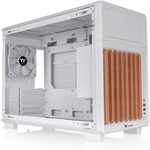 Thermaltake TR200 WS; Micro Chassis; Wood Front Trim; mATX/mITX Support; 360mm Radiator Support; 365mm GPU Clearance; 175mm Air Cooler Clearance; 5.25" Bay Support; Snow; CA-11L-00S6NN-WS in Saudi Arabia