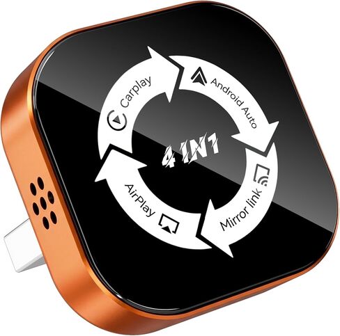 محول انعكاس شاشة CarPlay اللاسلكي 4 في 1 لـ Apple CarPlay/Android Auto، محول AirPlay MirrorLink المحسن لعام 2026، دونجل CarPlay تحويل سلكي إلى لاسلكي، وصلة من النوع C، التوصيل والتشغيل in Saudi Arabia
