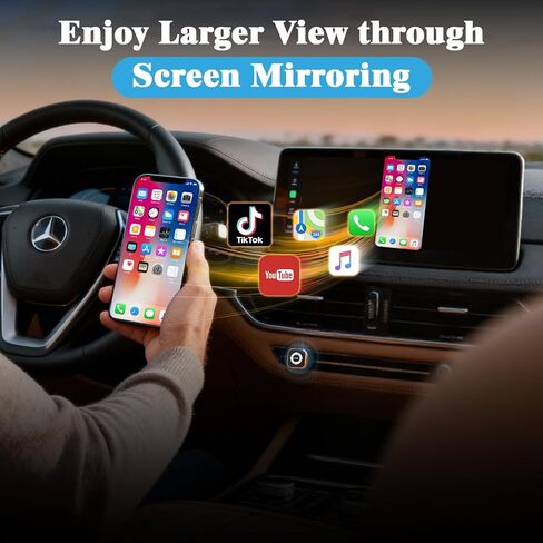 محول انعكاس شاشة CarPlay اللاسلكي 4 في 1 لـ Apple CarPlay/Android Auto، محول AirPlay MirrorLink المحسن لعام 2026، دونجل CarPlay تحويل سلكي إلى لاسلكي، وصلة من النوع C، التوصيل والتشغيل in Saudi Arabia