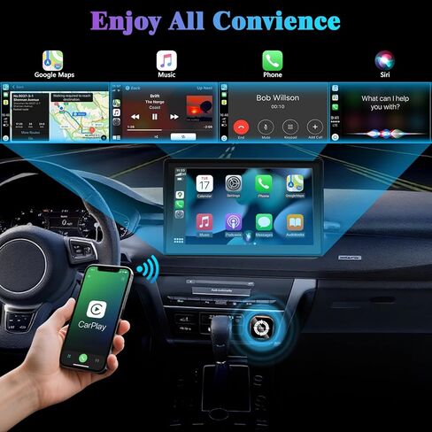 محول انعكاس شاشة CarPlay اللاسلكي 4 في 1 لـ Apple CarPlay/Android Auto، محول AirPlay MirrorLink المحسن لعام 2026، دونجل CarPlay تحويل سلكي إلى لاسلكي، وصلة من النوع C، التوصيل والتشغيل in Saudi Arabia