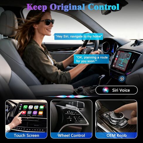 محول انعكاس شاشة CarPlay اللاسلكي 4 في 1 لـ Apple CarPlay/Android Auto، محول AirPlay MirrorLink المحسن لعام 2026، دونجل CarPlay تحويل سلكي إلى لاسلكي، وصلة من النوع C، التوصيل والتشغيل in Saudi Arabia